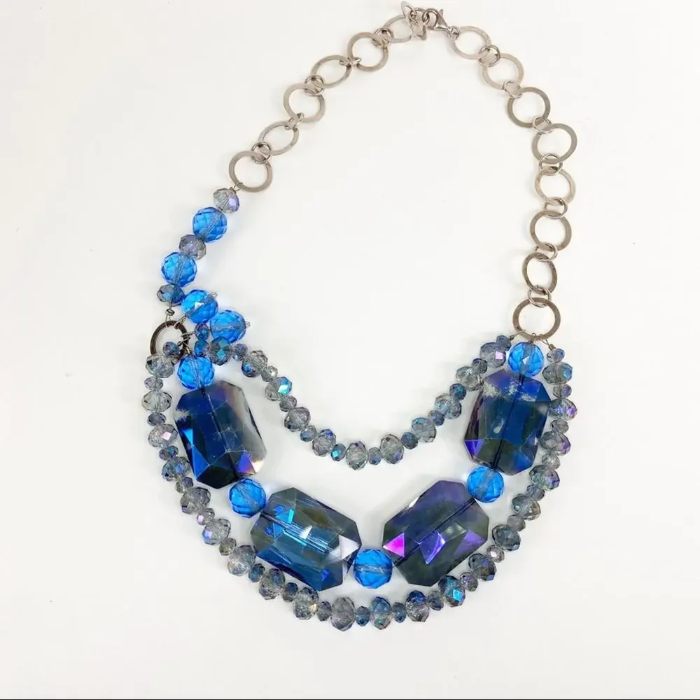 Blue Glass Statement Necklace